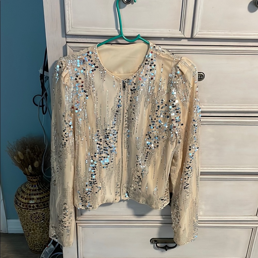 Sequin Embellished Cream Top nwot